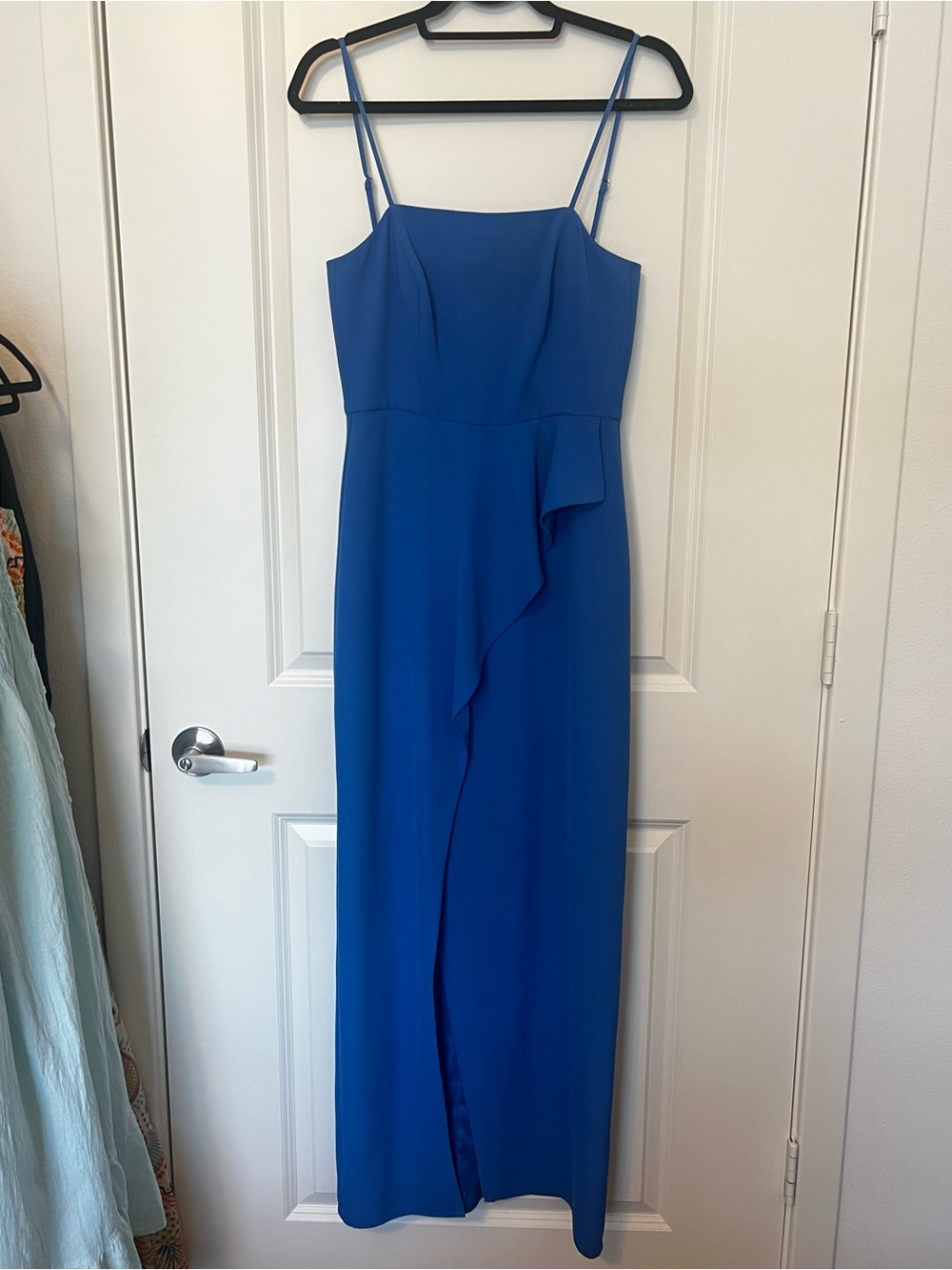 Gianni Bini Blue Spaghetti Strap Dana High Slit Maxi Gown Dress size 2